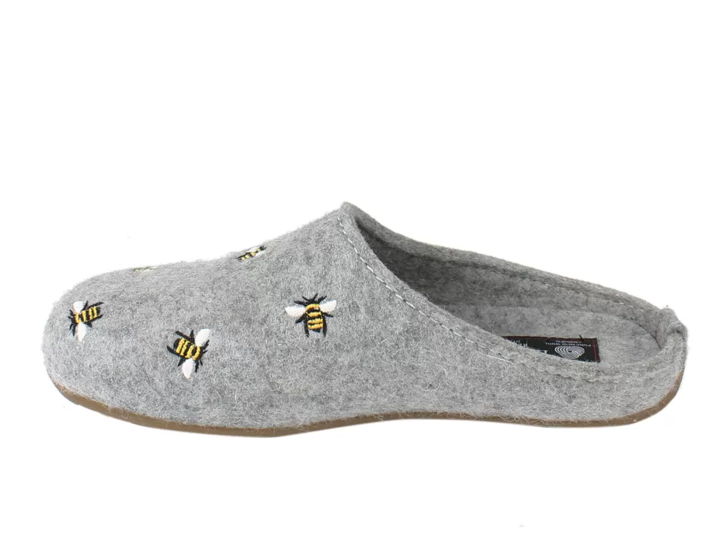 Haflinger Slippers Everest Bees Light Grey