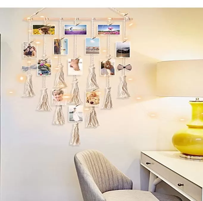 Hanging Photo Display Wall Decor With LED Light