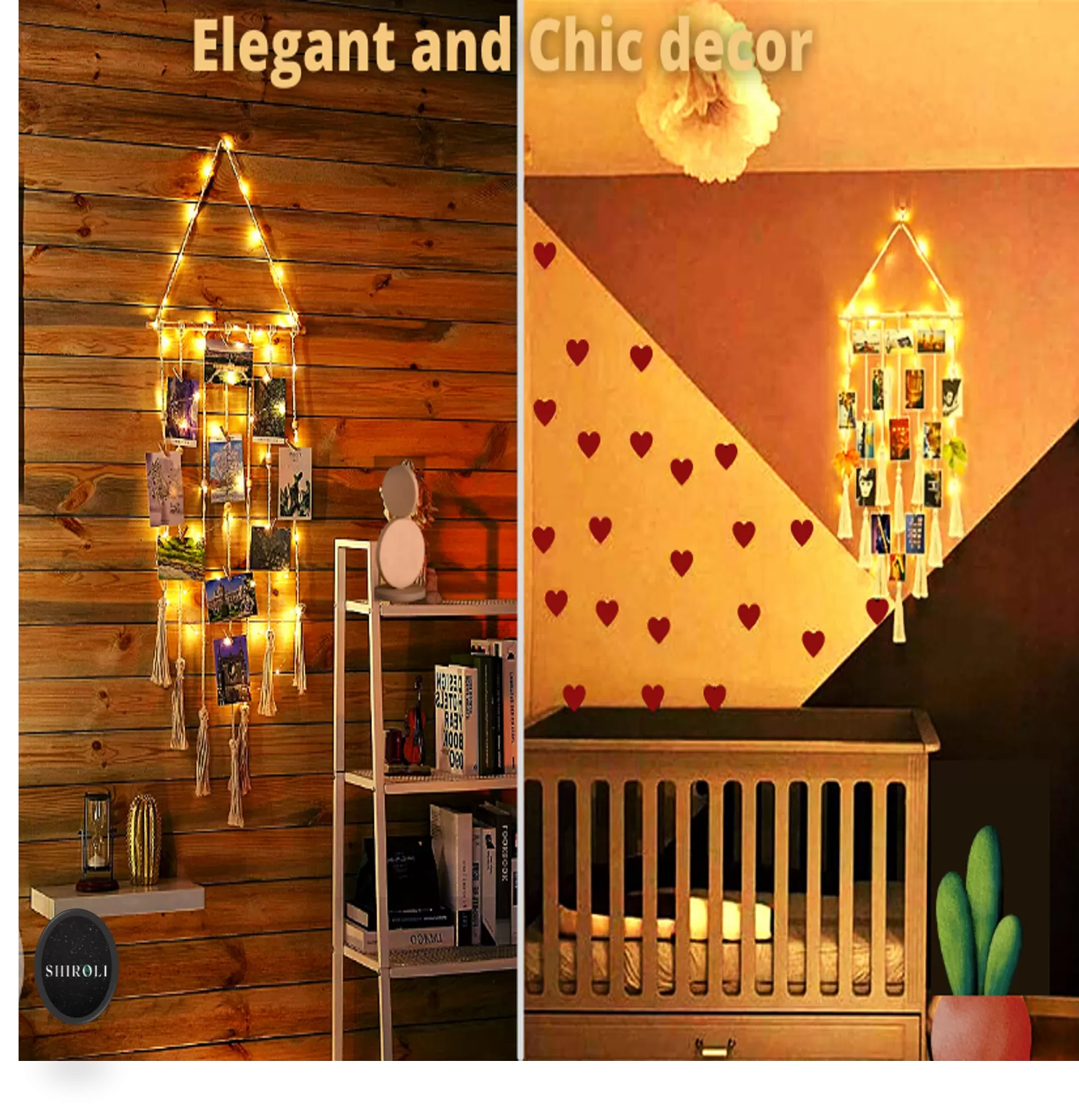 Hanging Photo Display Wall Decor With LED Light