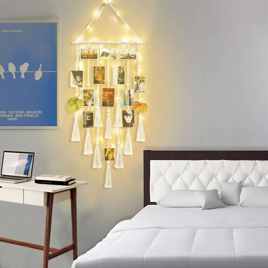 Hanging Photo Display Wall Decor With LED Light