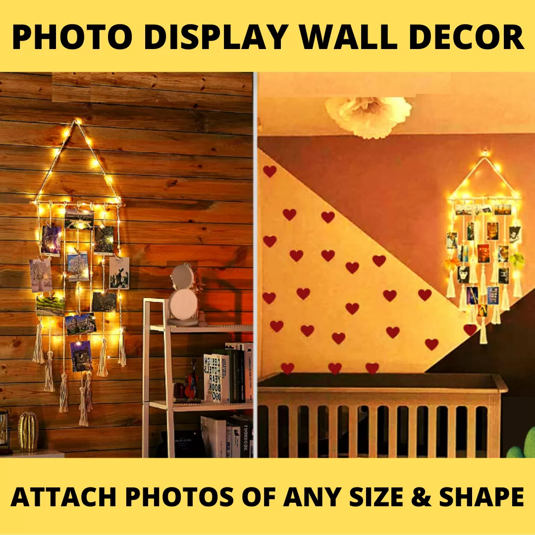 Hanging Photo Display Wall Decor With LED Light