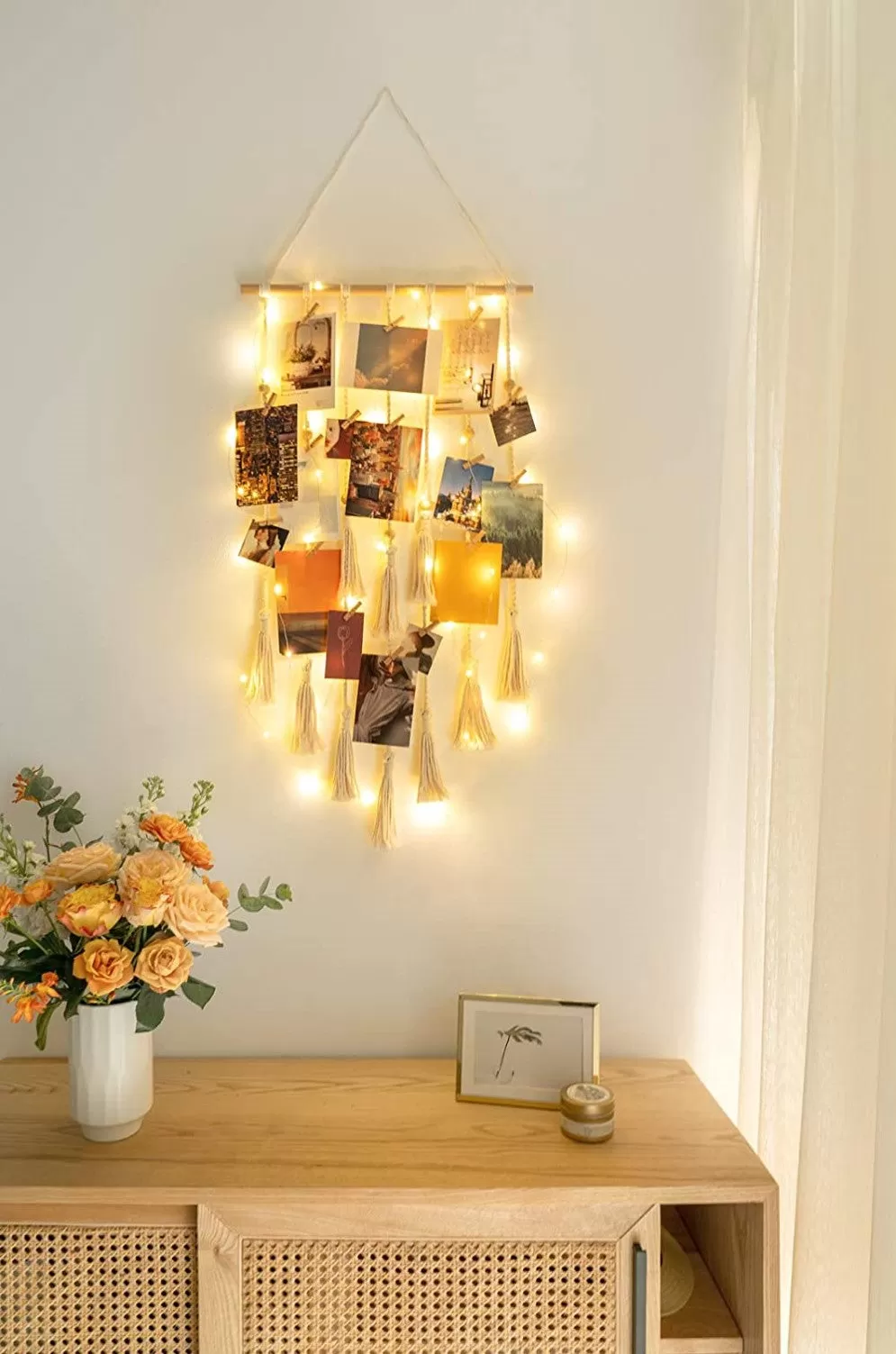 Hanging Photo Display Wall Decor With LED Light