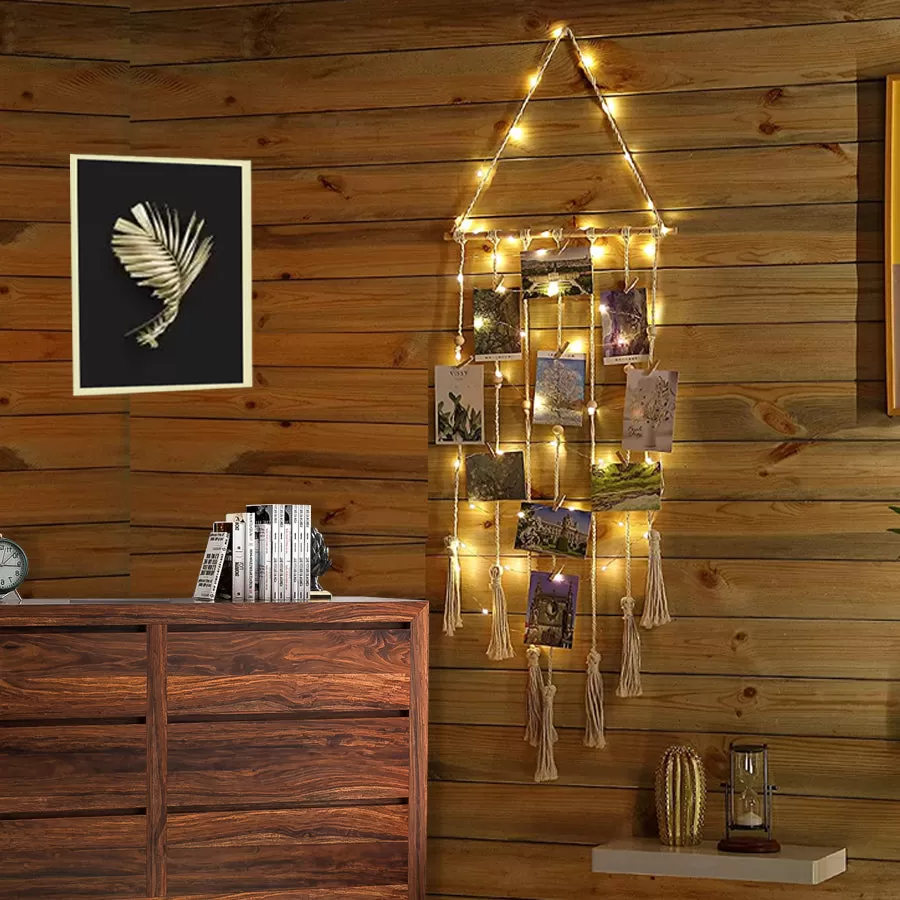 Hanging Photo Display Wall Decor With LED Light