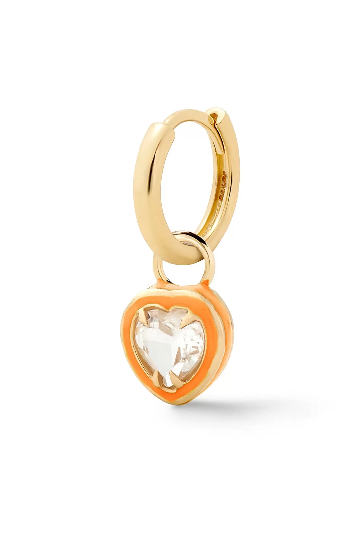 Heart Cocktail Huggie - White Topaz - In Stock