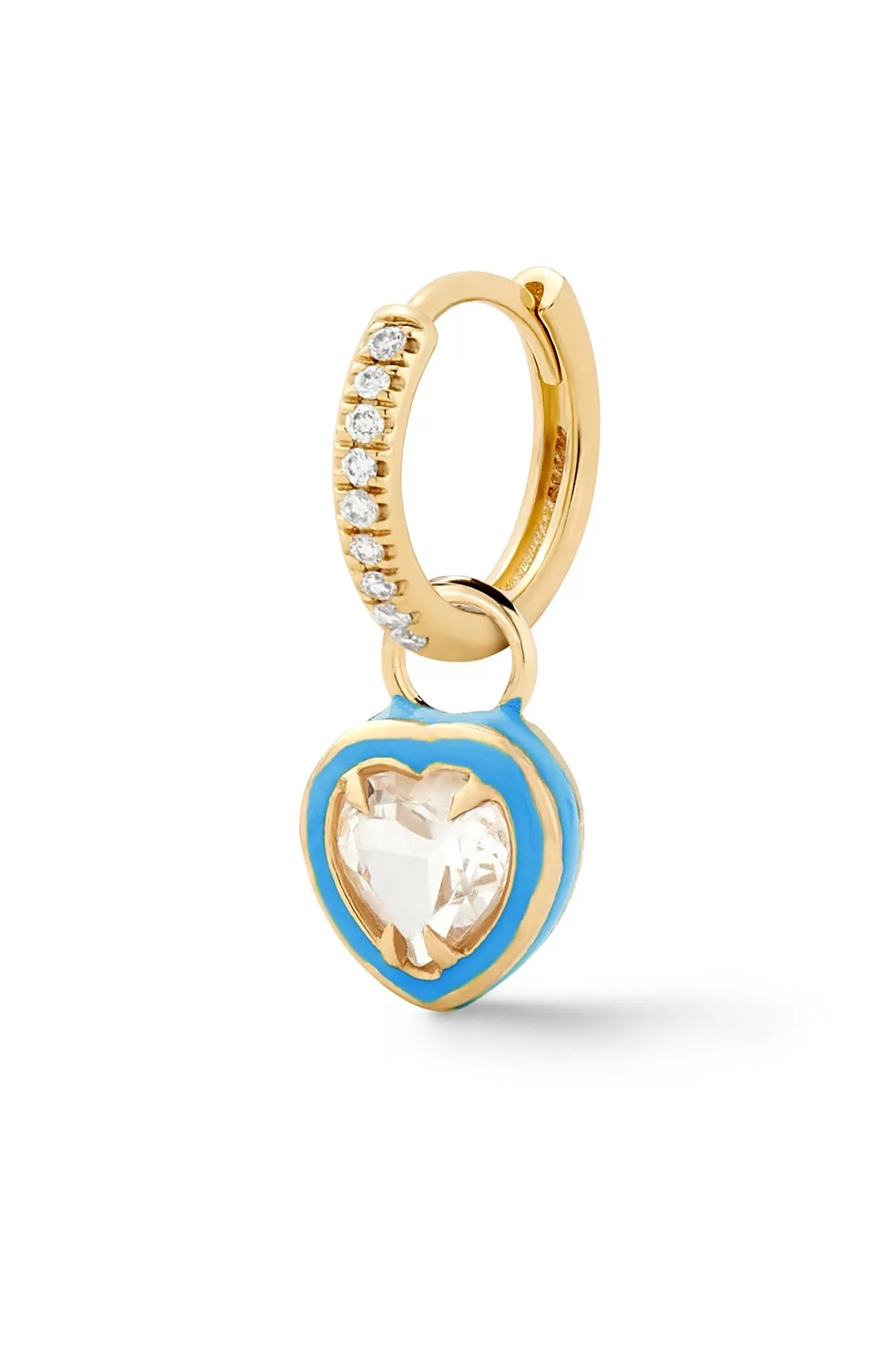 Heart Cocktail Huggie - White Topaz - In Stock