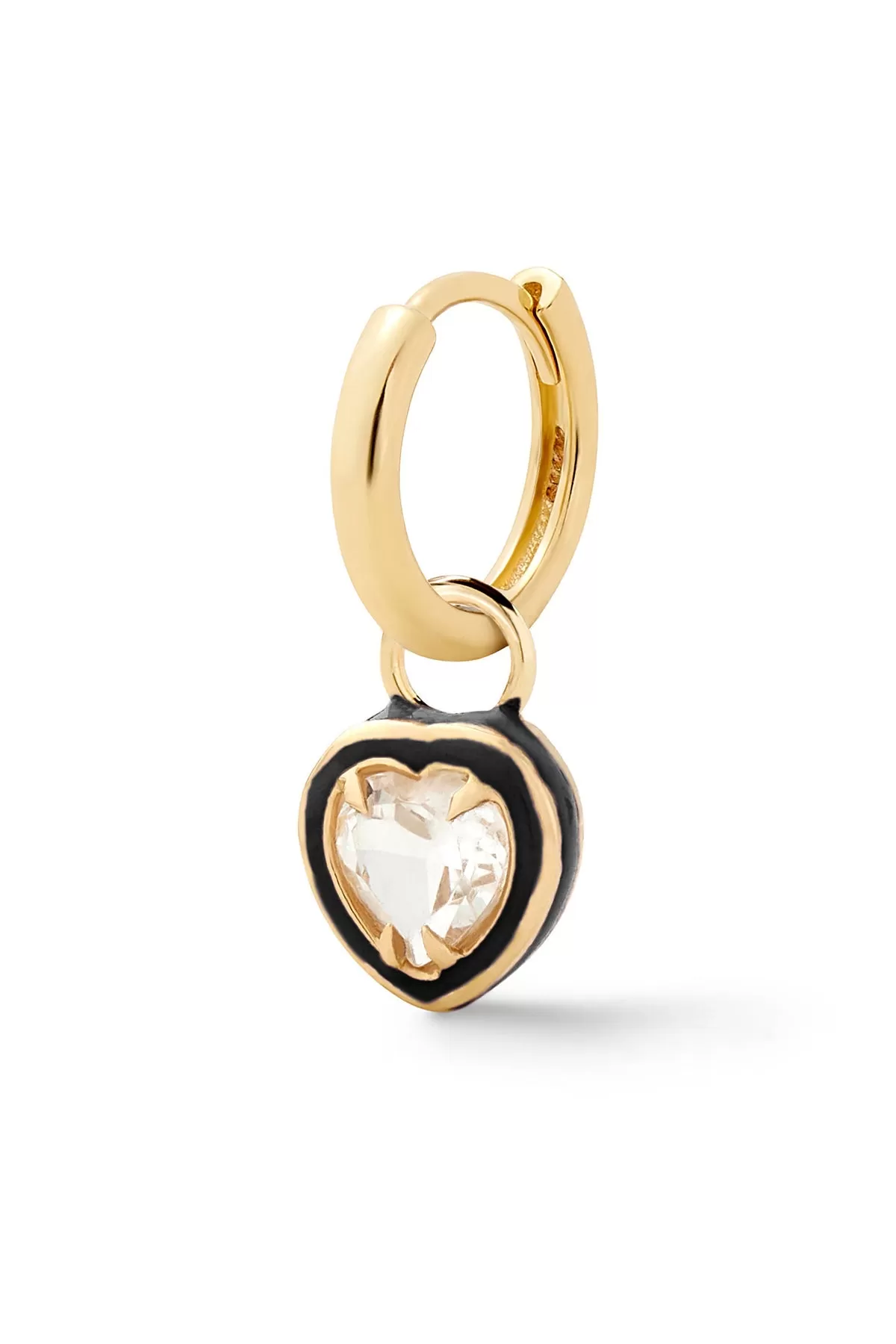 Heart Cocktail Huggie - White Topaz - In Stock