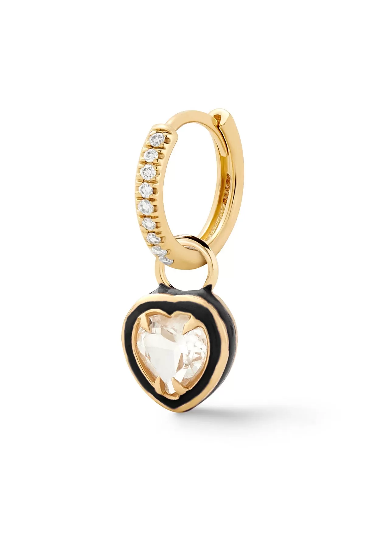 Heart Cocktail Huggie - White Topaz - In Stock