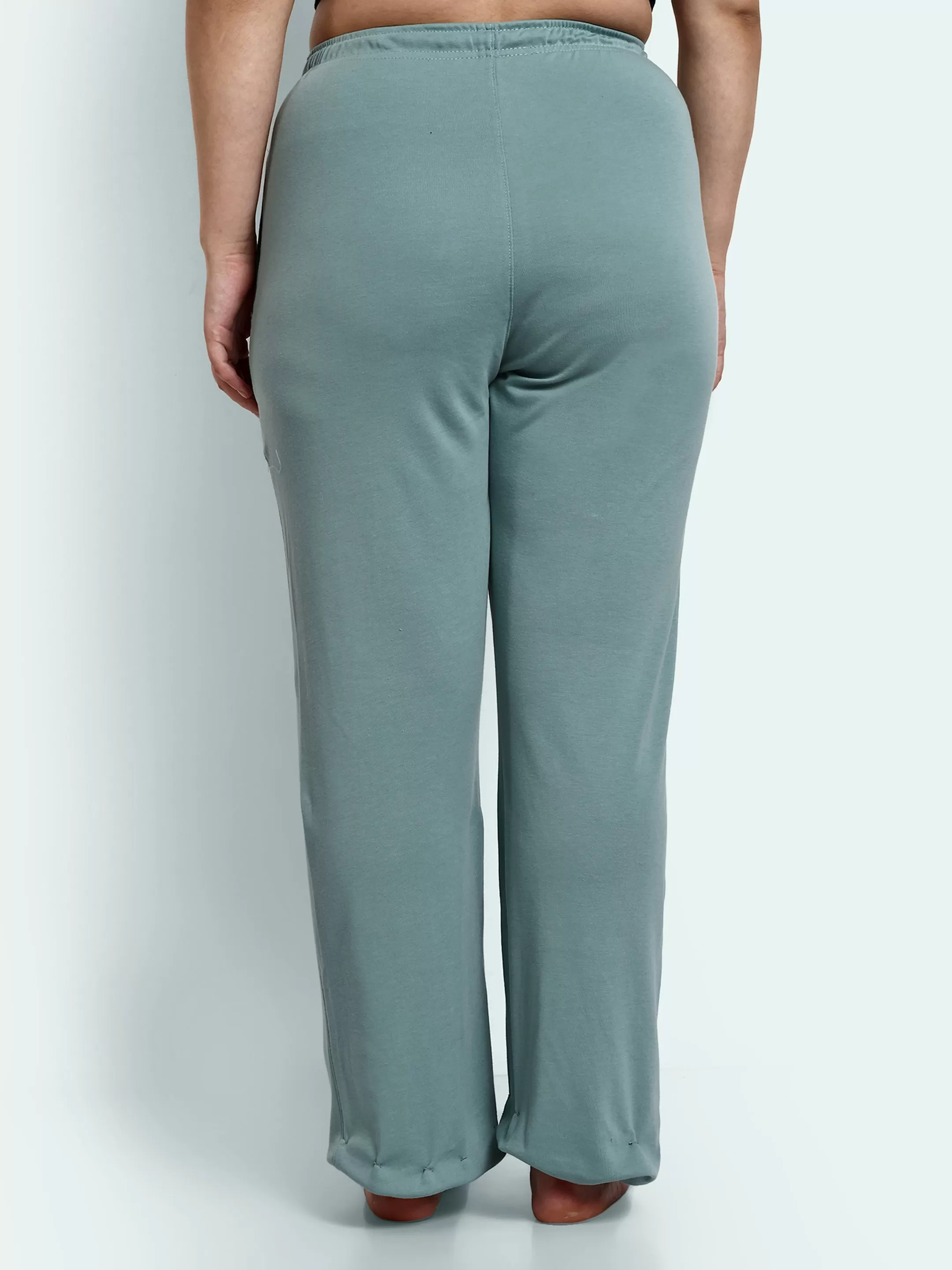 High Rise Cotton Straight Sage Trackpants(Available in Plus Size)