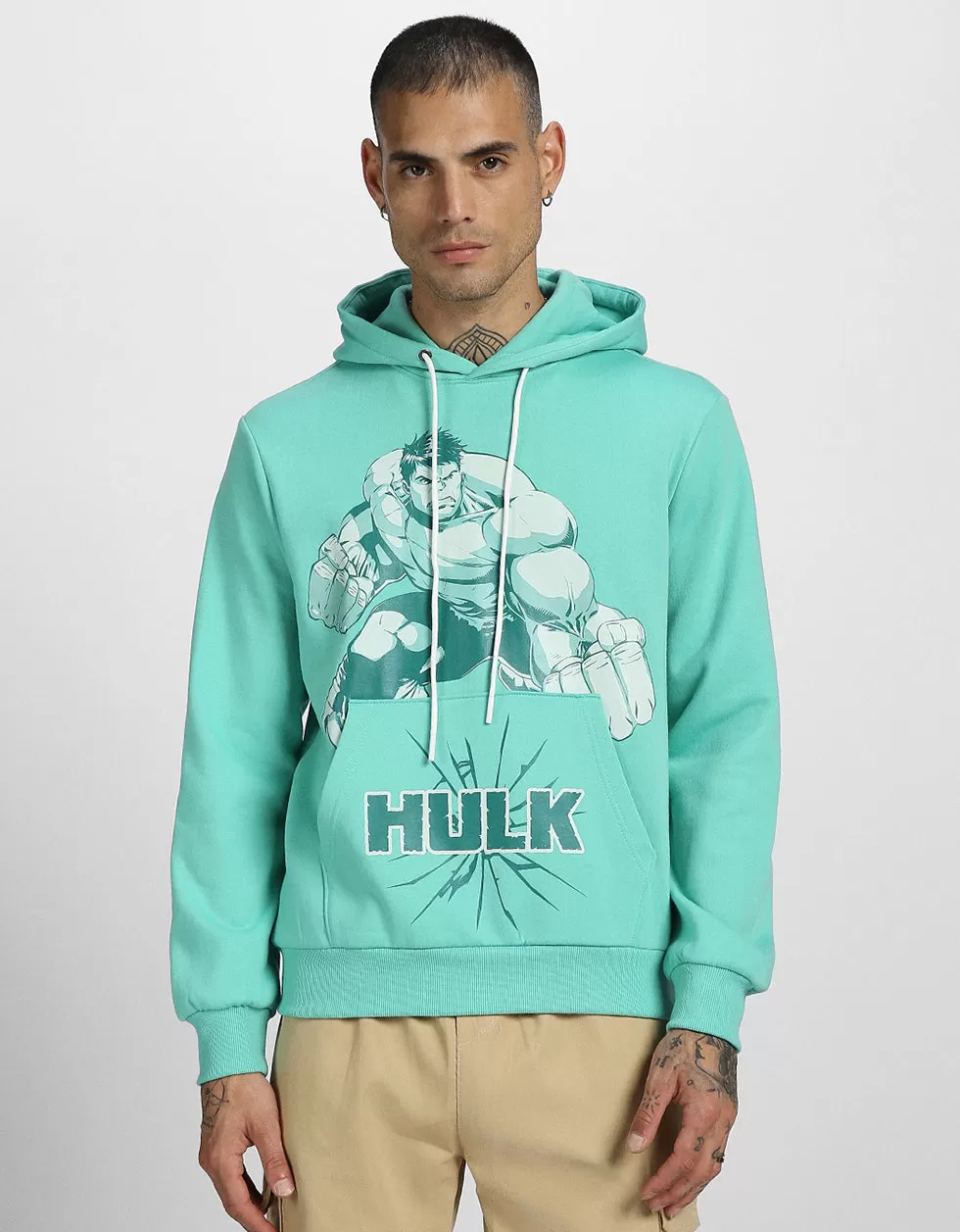 Hulk Green Front Graphic Printed Hoodie