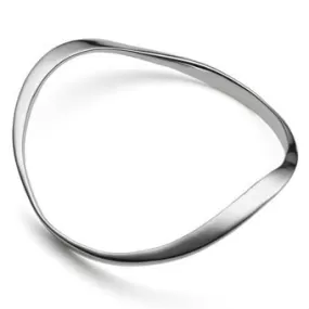 Iron Clay Sterling Silver Wavy Bangle