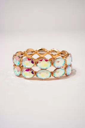 Jayla Rhinestone Stretch Bracelet - Iridescent