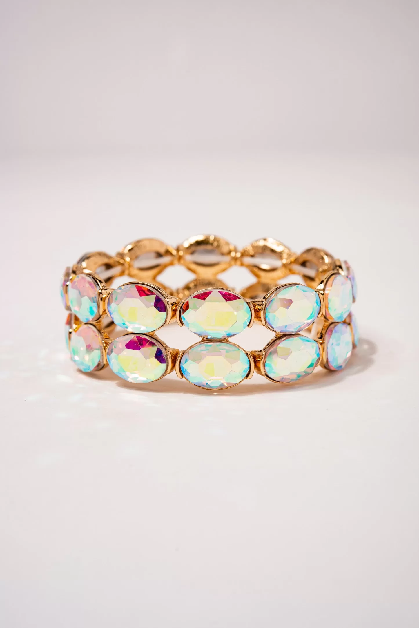 Jayla Rhinestone Stretch Bracelet - Iridescent