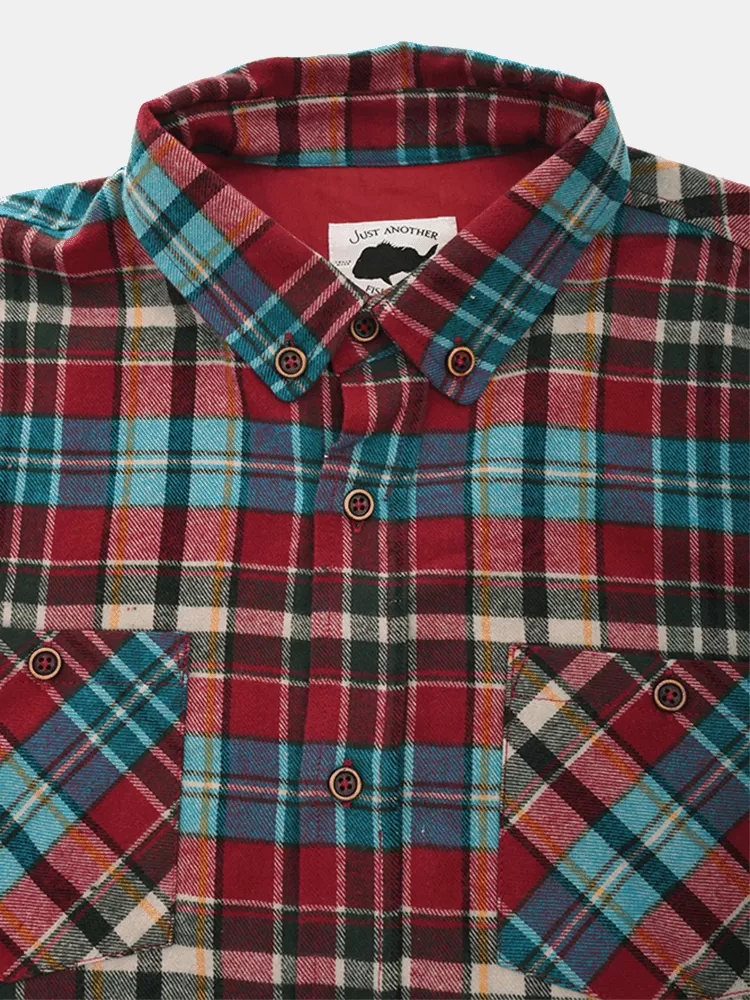 Just Another Fisherman Flanagan Flannel Shirt - Red / Teal