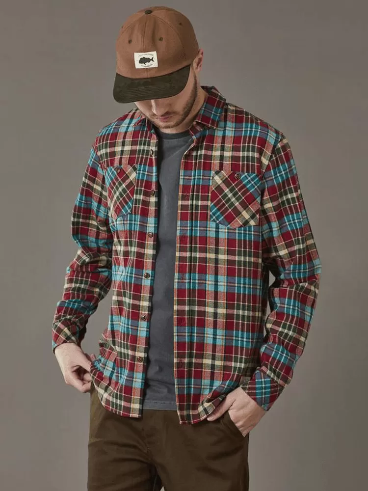 Just Another Fisherman Flanagan Flannel Shirt - Red / Teal