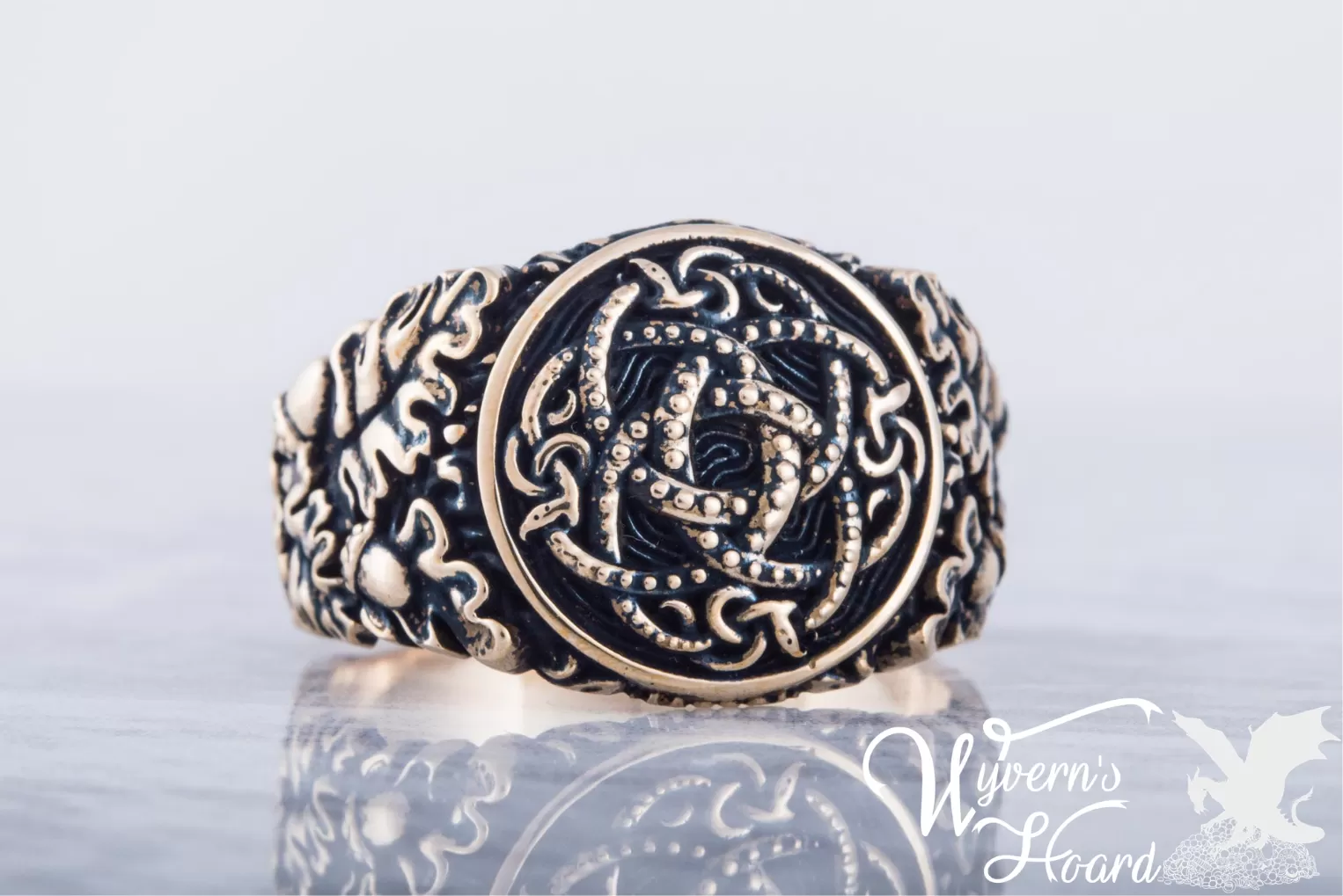 Jörmungandr Ouroboros Acorn & Oak Leaves Ring