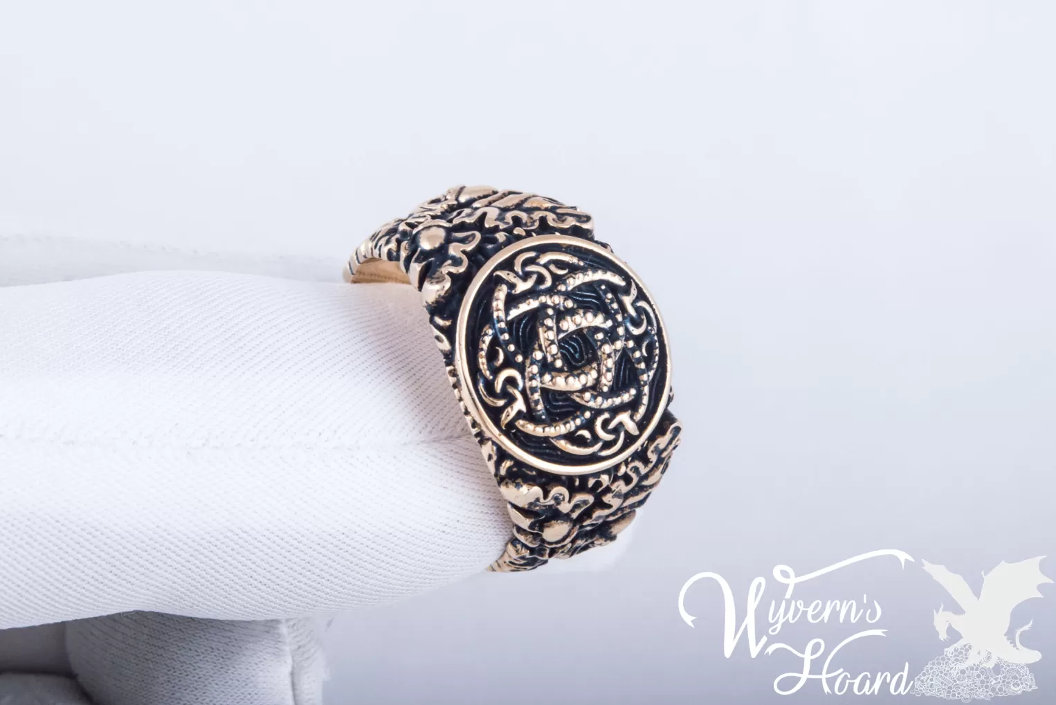 Jörmungandr Ouroboros Acorn & Oak Leaves Ring