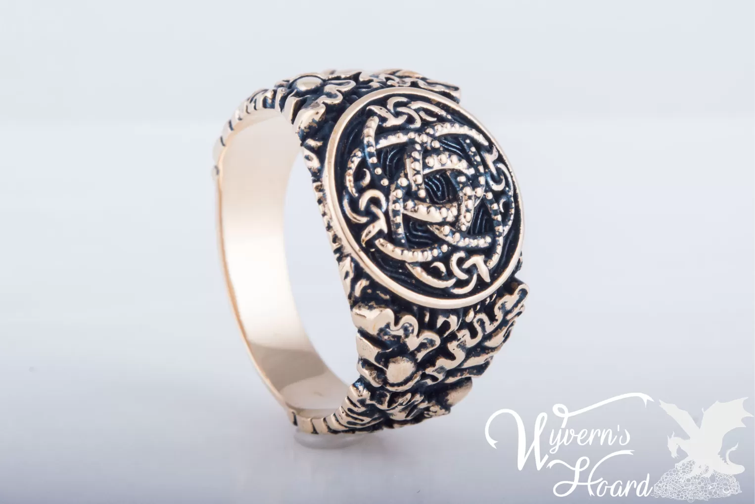 Jörmungandr Ouroboros Acorn & Oak Leaves Ring