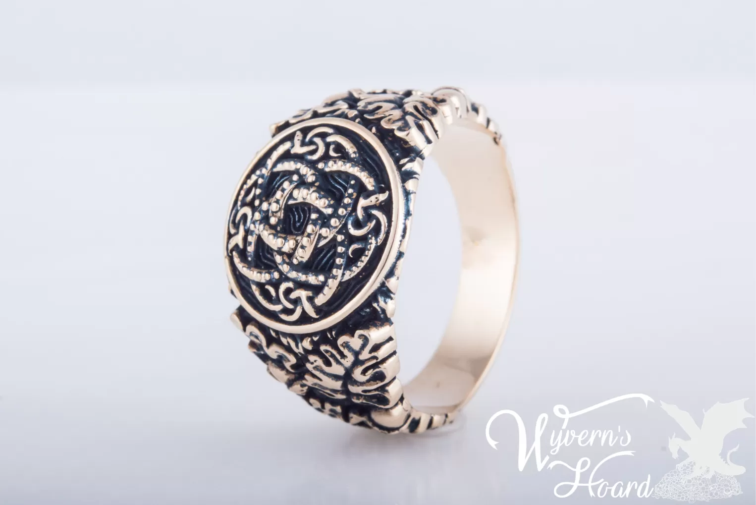 Jörmungandr Ouroboros Acorn & Oak Leaves Ring