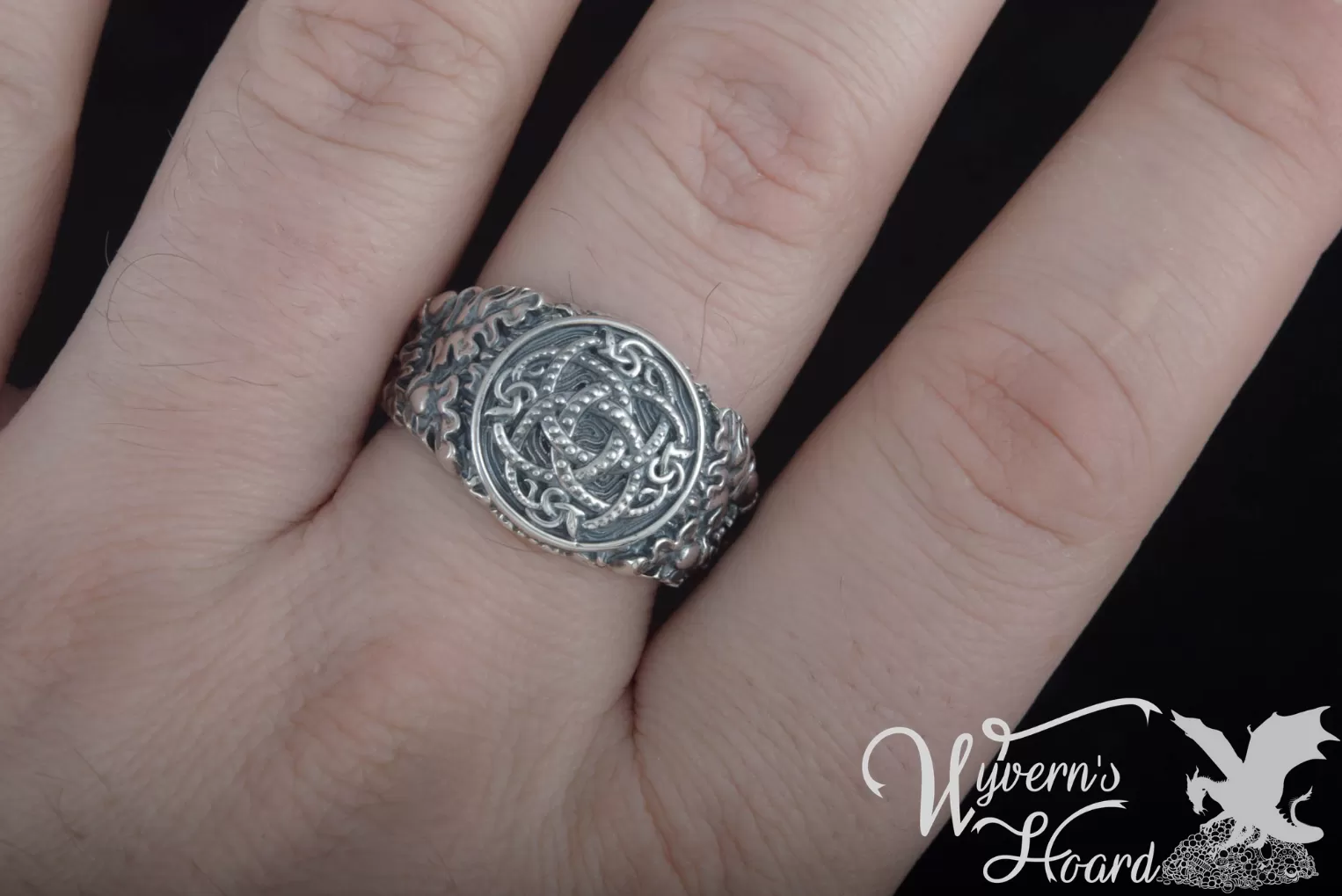 Jörmungandr Ouroboros Acorn & Oak Leaves Ring