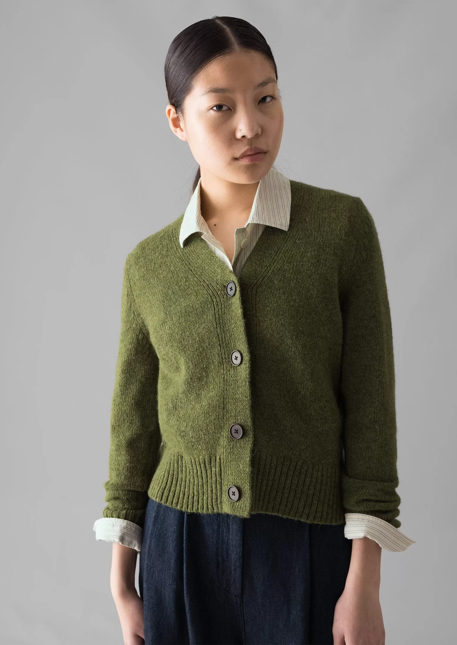 Kaia V-Neck Wool Cardigan | Dark Apple