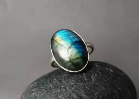 Labradorite 925 Silver Ring,Handmade Oval Jewelry,For Woman