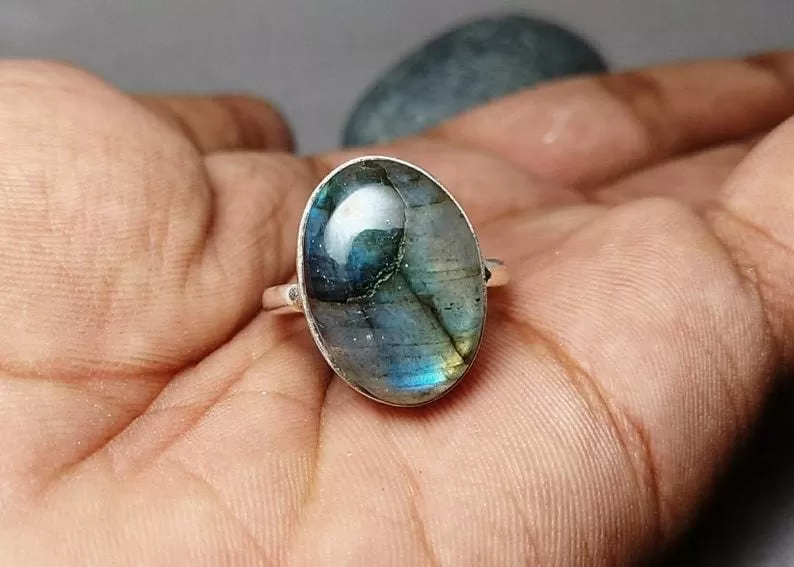 Labradorite 925 Silver Ring,Handmade Oval Jewelry,For Woman