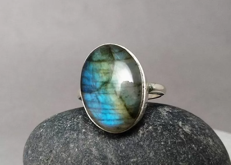 Labradorite 925 Silver Ring,Handmade Oval Jewelry,For Woman