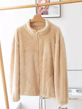 Ladies' Warm Zip-up Sherpa Teddy Coat for Winter