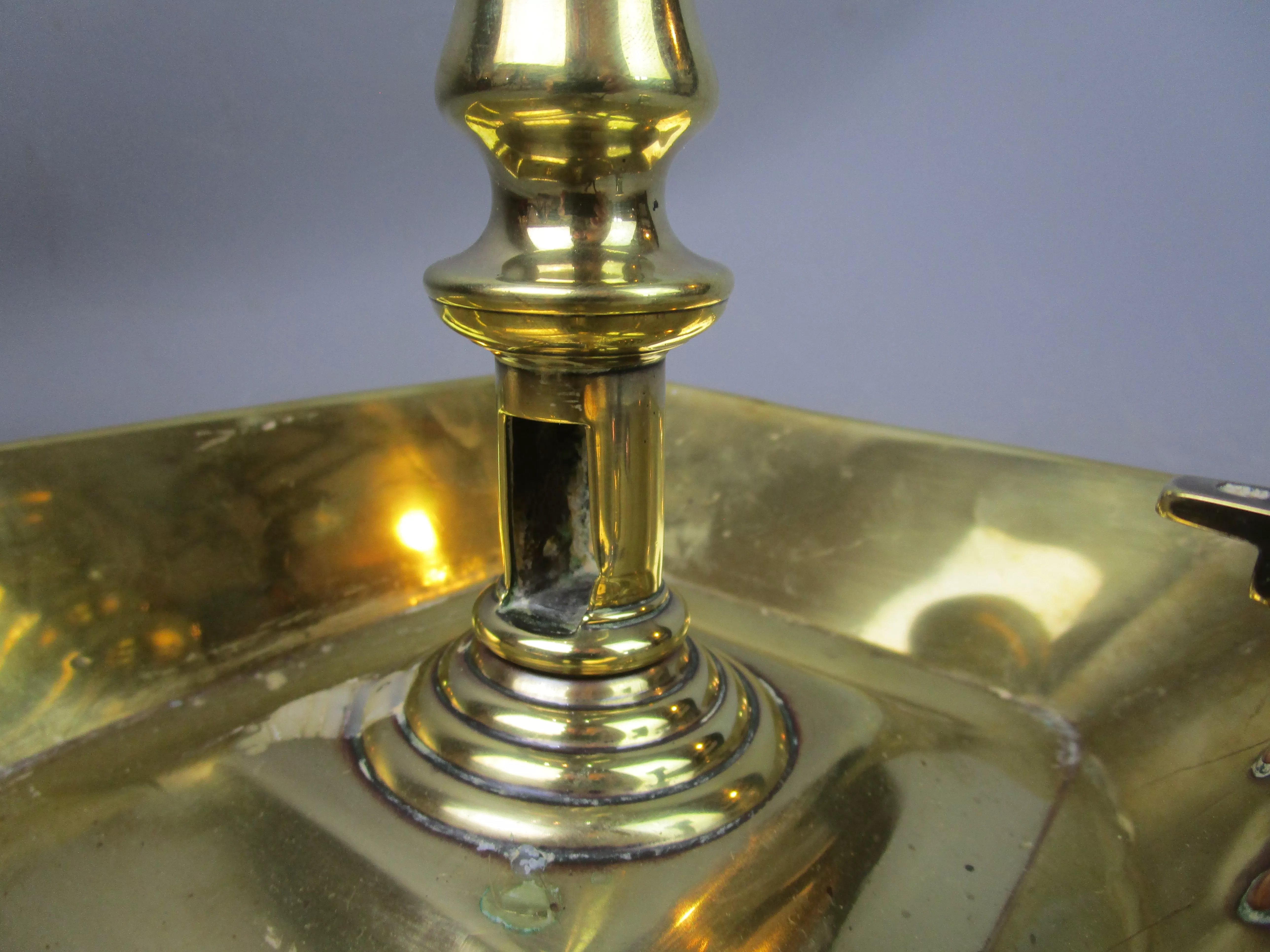 Large Polished Brass Chamberstick Candle Holder Antique Georgian c1820