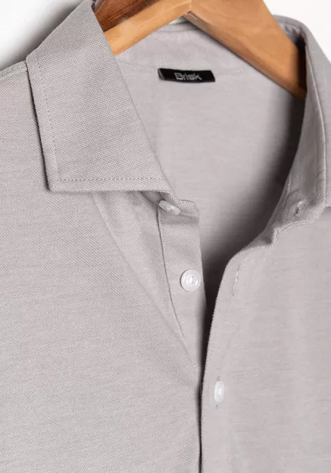 Light Grey Feather Soft Piqué Half Sleeve Polo Shirt