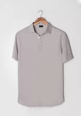 Light Grey Feather Soft Piqué Half Sleeve Polo Shirt