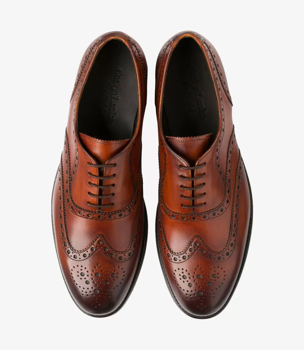 LOAKE Hepworth Oxford Brogue - Brush Painted Chestnut