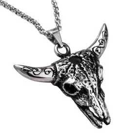 Longhorn Skull Steel Pendant