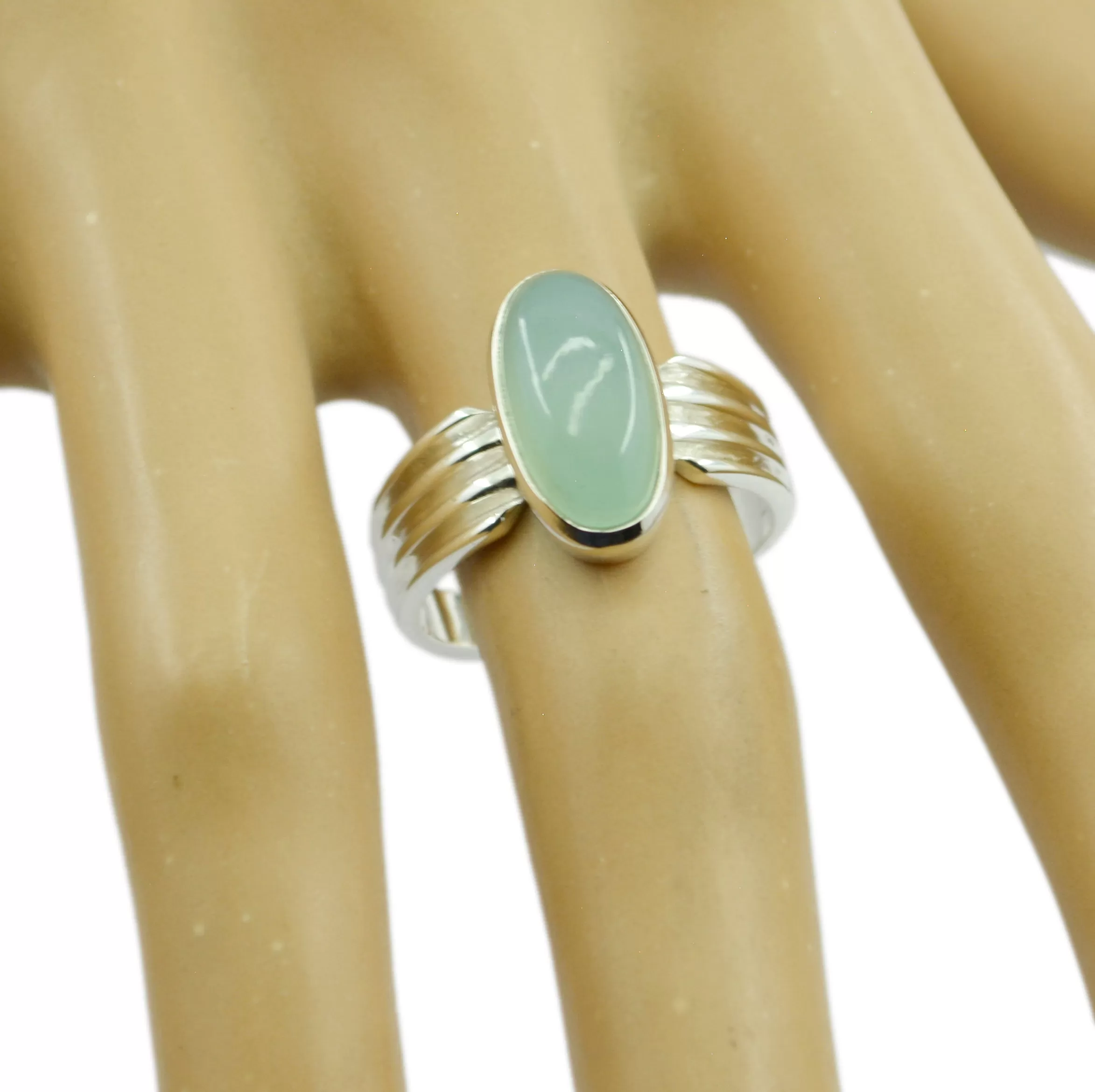 Marvelous Gem Aqua Chalcedony 925 Sterling Silver Ring Good Friday