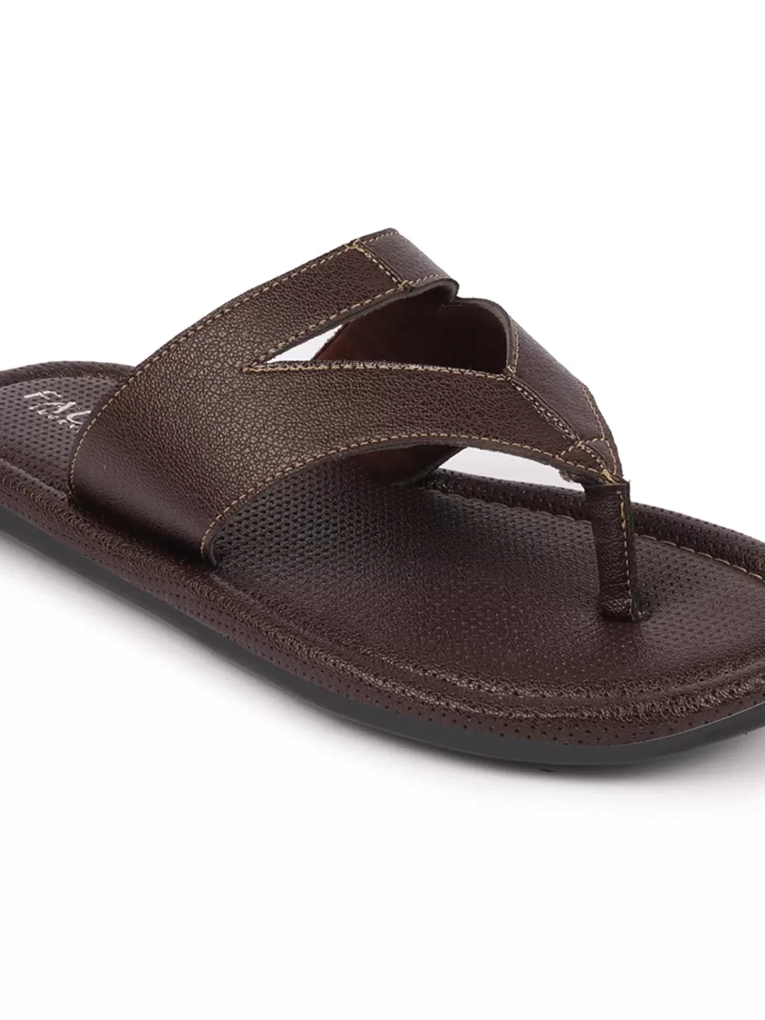 Men Brown Textured Design Outdoor Thong Slipper Sandals