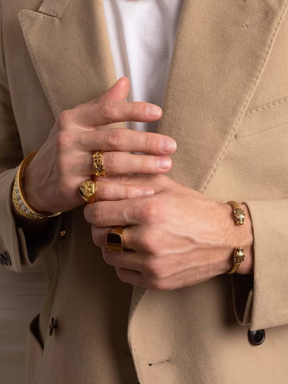 Men's Panther Bangle in Gold