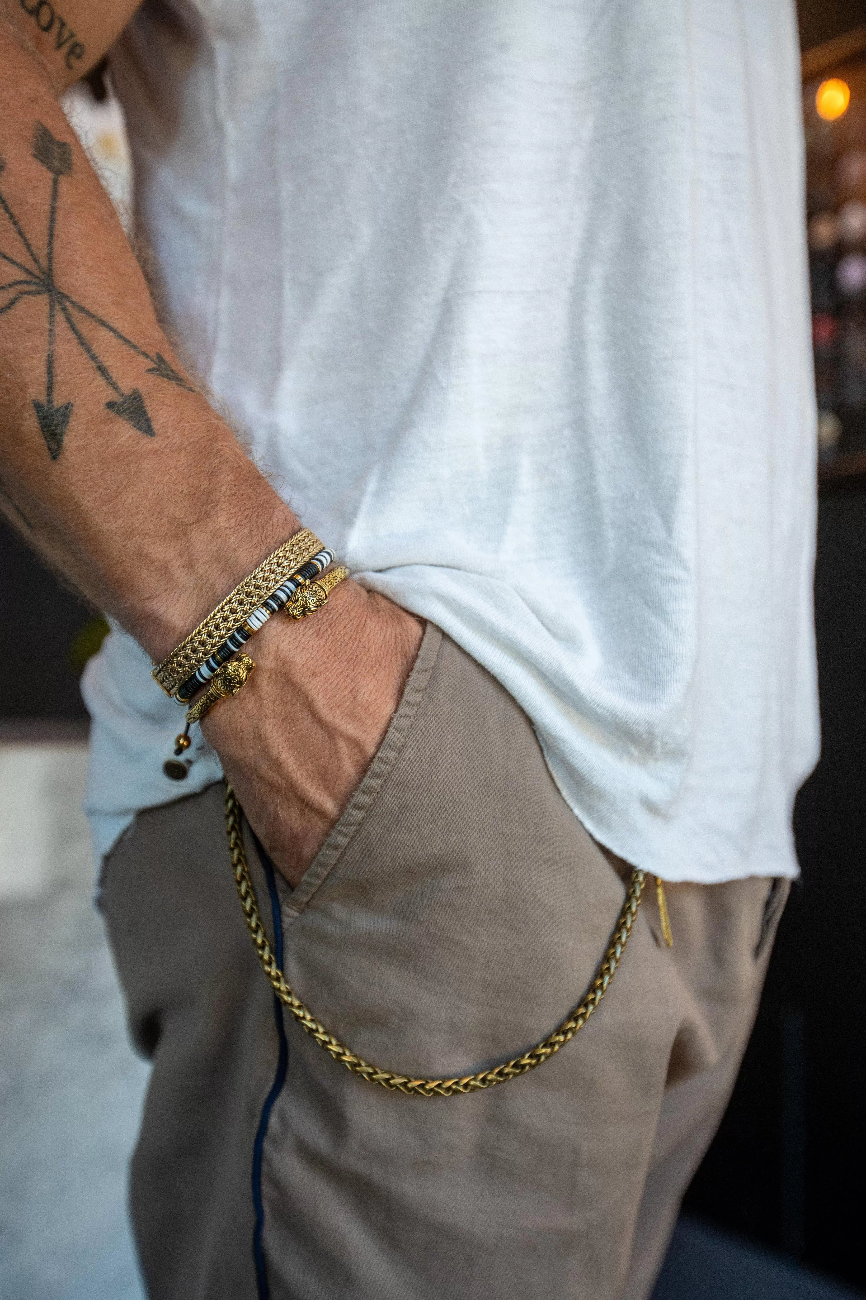 Men's Panther Bangle in Gold