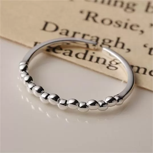 Minimalist Geometric Round Silver Bead Plain Ring