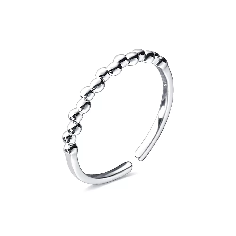 Minimalist Geometric Round Silver Bead Plain Ring