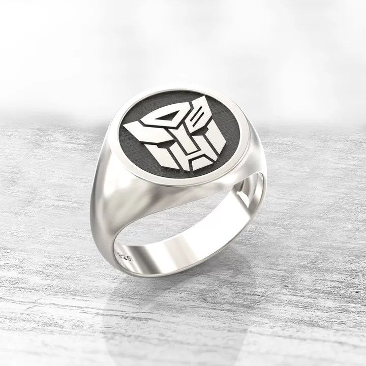 Monogram ring. Sterling silver ring. Silver monogram ring. Signet silver ring. Personalized signet ring. transformers. gift for men