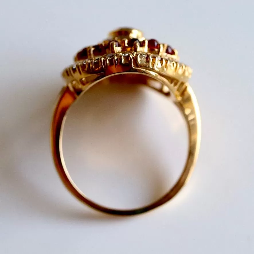 Morgan Le Fay 14k Gold, Citrine, Garnet and Diamond Ring