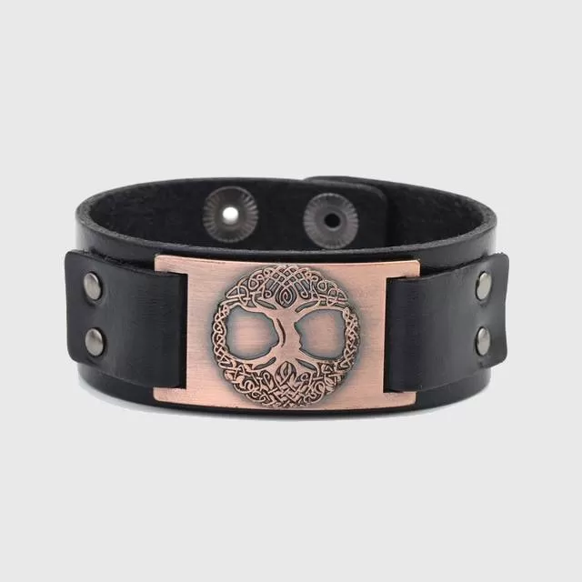 Mystical Tree of Life Leather Bracelet