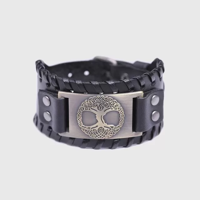 Mystical Tree of Life Leather Bracelet