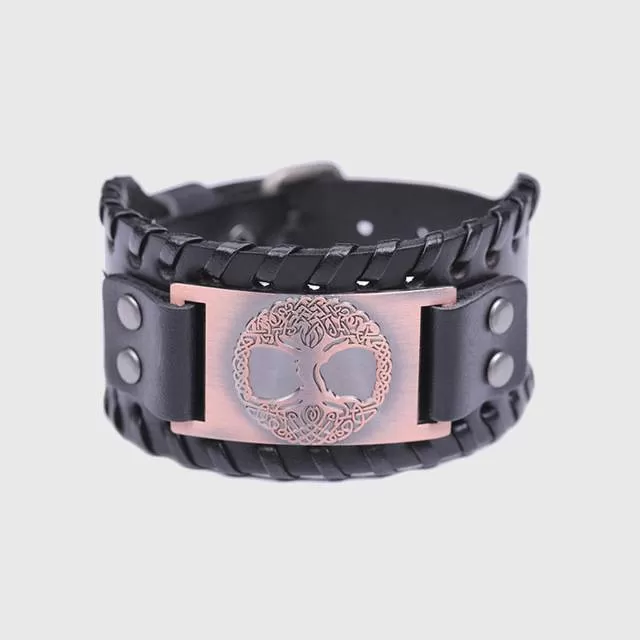 Mystical Tree of Life Leather Bracelet