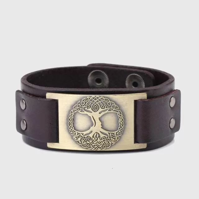 Mystical Tree of Life Leather Bracelet