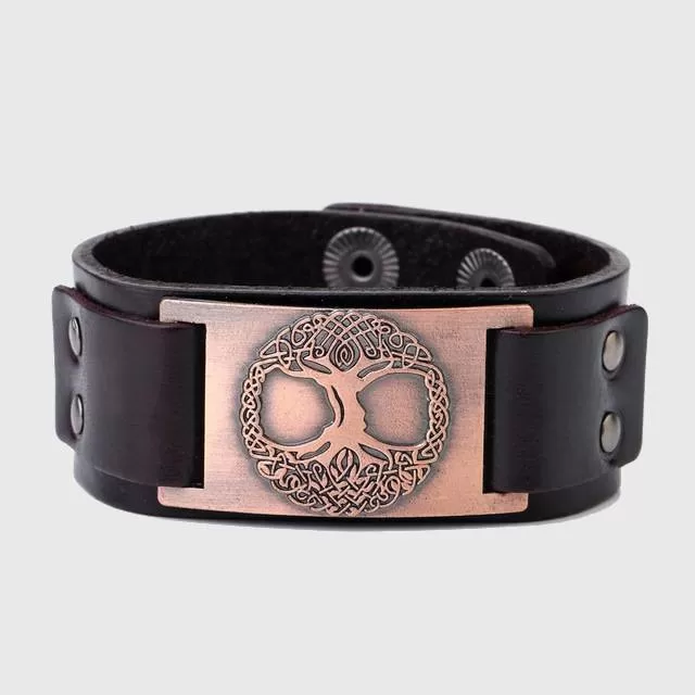 Mystical Tree of Life Leather Bracelet