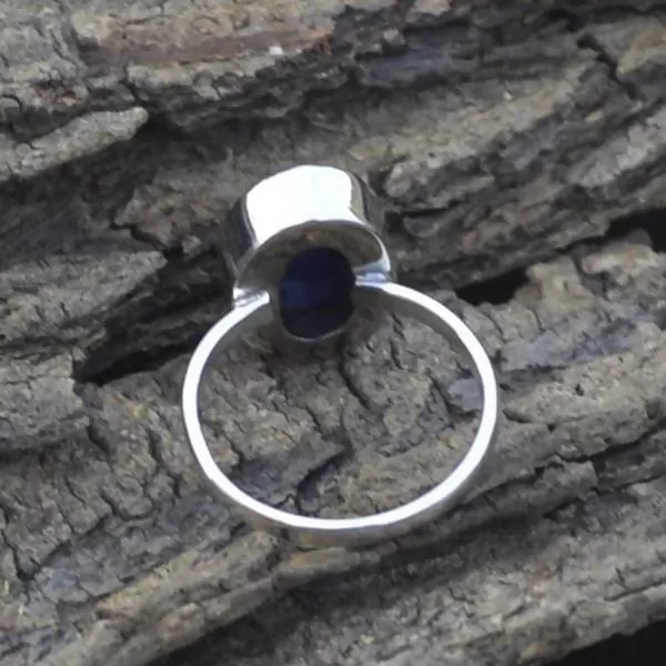 Natural Lapis Lazuli Gemstone Ring, Oval Cab Gemstone Ring, 925 Sterling Silver Ring, January Birthstone Ring, Bezel Set Artisan Gift Ring, Lapis Lazuli Jewelry, Nickel Free