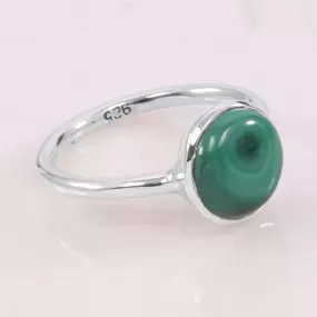 Natural Malachite Ring 925 Sterling Silver Ring, Stacking Ring, 925 Silver Solitaire Ring, Green Malachite Ring