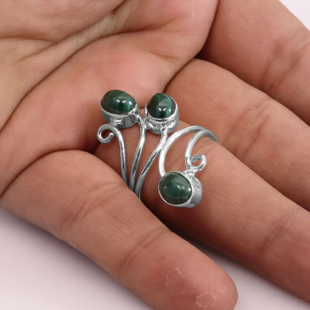 Natural Malachite Ring Sterling Silver Ring Handmade Ring Malachite Gemstone Ring Gift For Womens