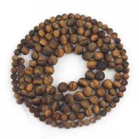 Natural Matte Stone Beads Round Yellow Tiger Eye Loose Bead Bracelet